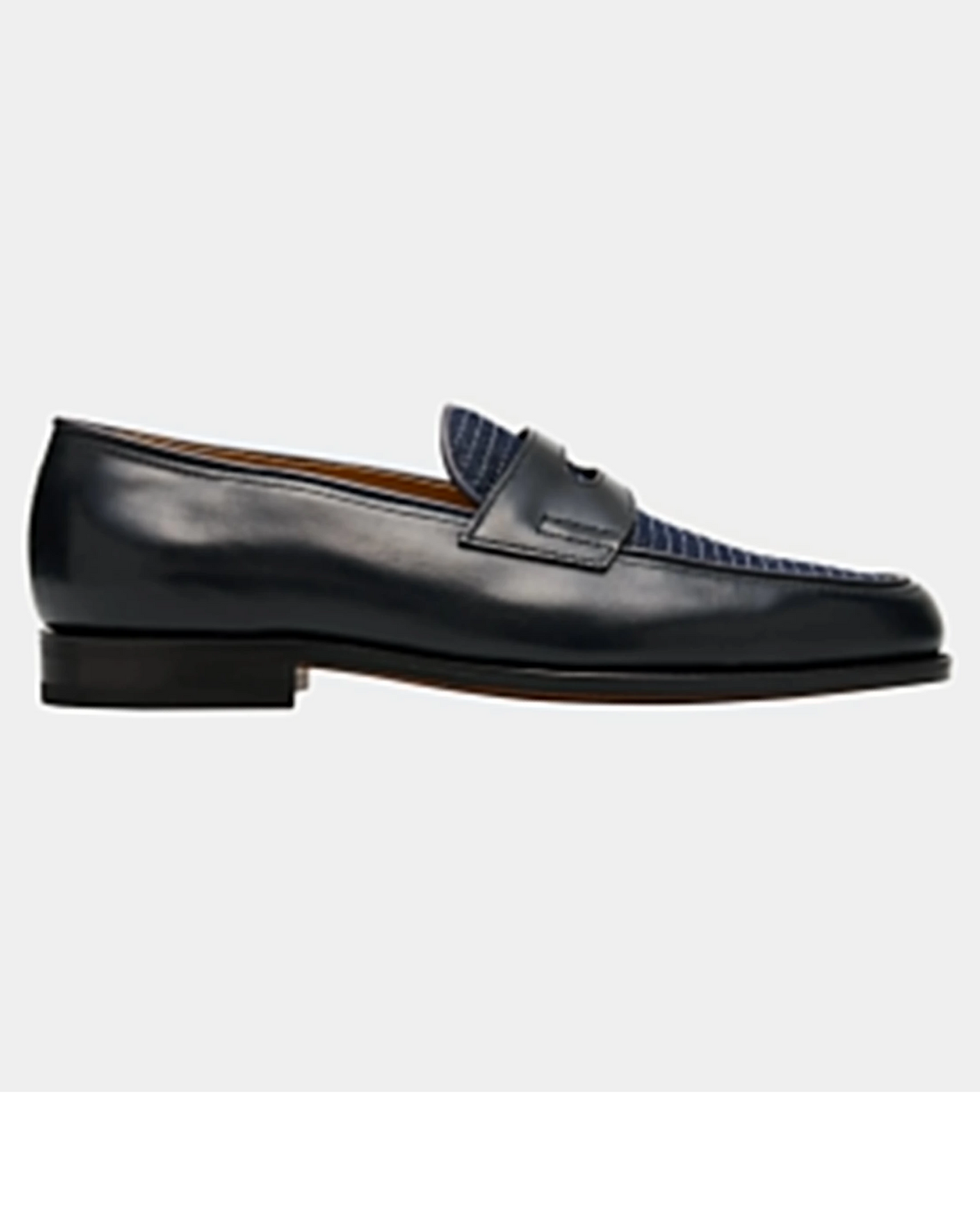 John Lobb Lopez leather and denim penny loafers by maisonkoly.com