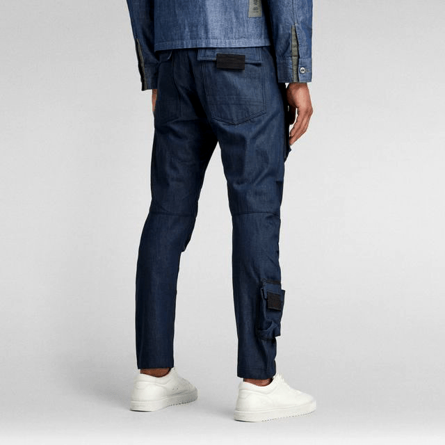 G star Raw Mens 3D Straight tapered Cargo Pants Dark Blue denim