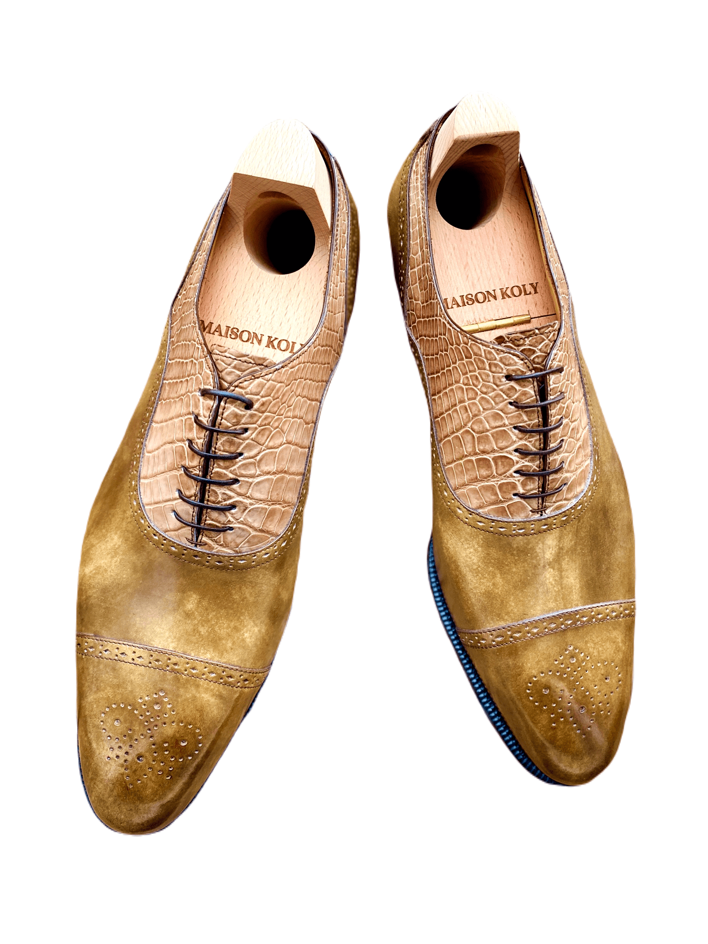 Maison Koly Magnat Oxfords Khaki Museum Calf leather and Khaki Alligator - maisonkoly.com 5 Shoes