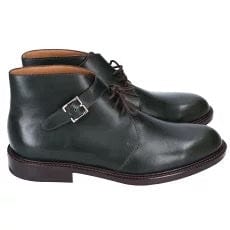 John Lobb Combe dark Green single monkstrap laced up boots - maisonkoly.com shoes