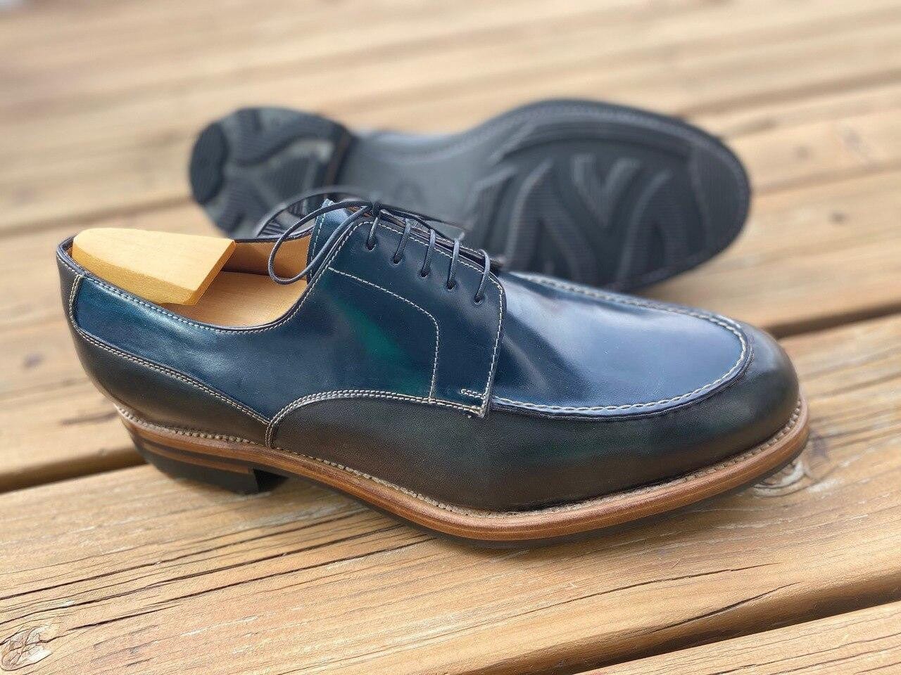 Maison Koly Riviera Derby Navy Cordovan & Ilcea green Museum - maisonkoly.com Shoes