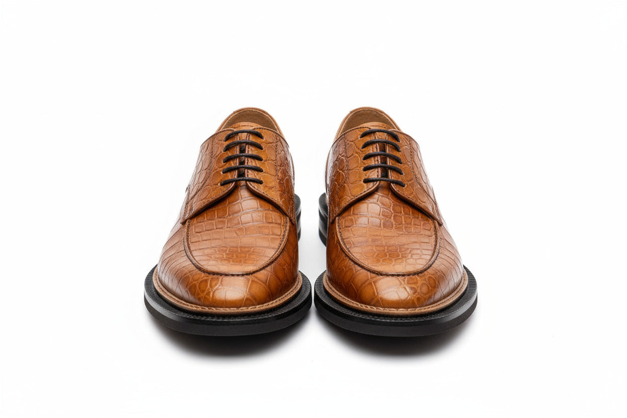 Maison Koly X Bonafe Uzes Derby Cognac Alligator by maisonkoly.com