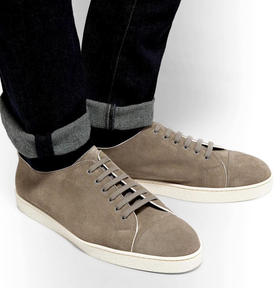 John Lobb Levah luxury Suede Men sneaker Dove Grey - maisonkoly.com shoes