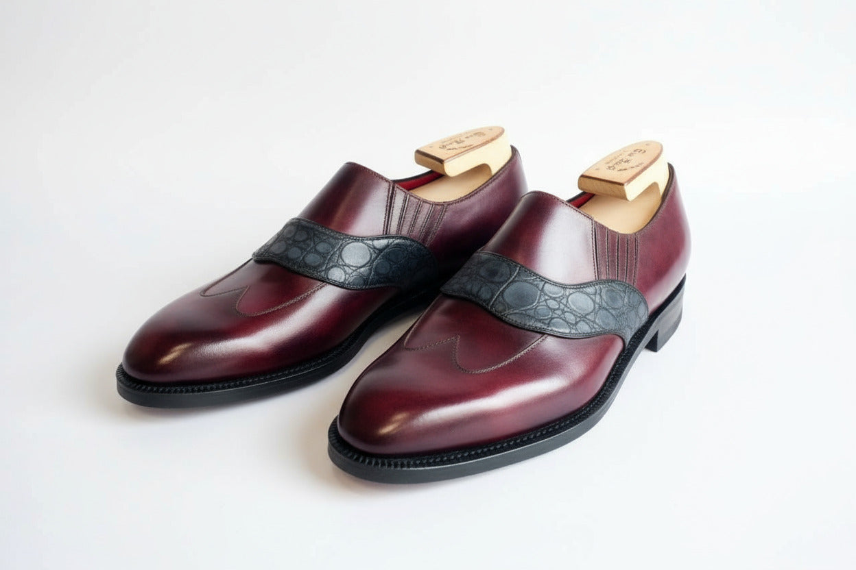 Maison Koly Balzac II Oxfords Plum Museum Alligator Suede by maisonkoly.com