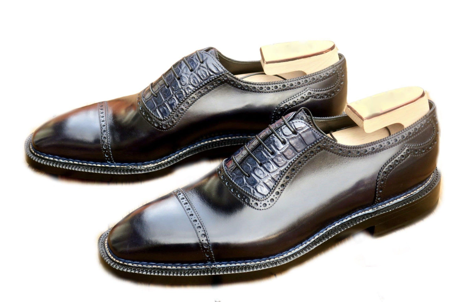 Maison Koly Croxford Norwegian Oxfords Deep Blue Museum and Alligator - maisonkoly.com 5 Shoes