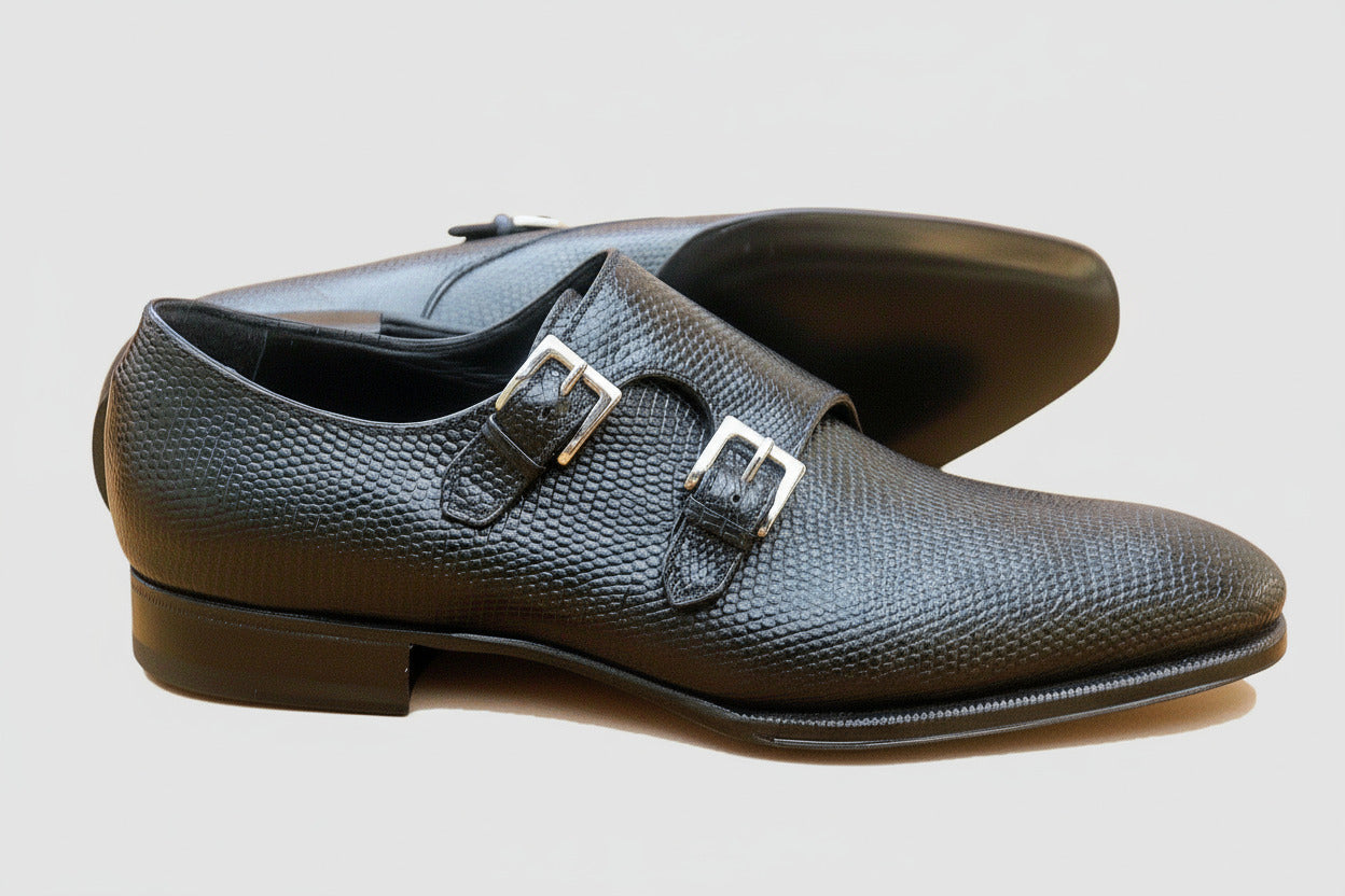 Maison Koly Enzo Bonafe Gotha Double Monkstrap Oxfords Lizard Black - maisonkoly.com 5 Shoes
