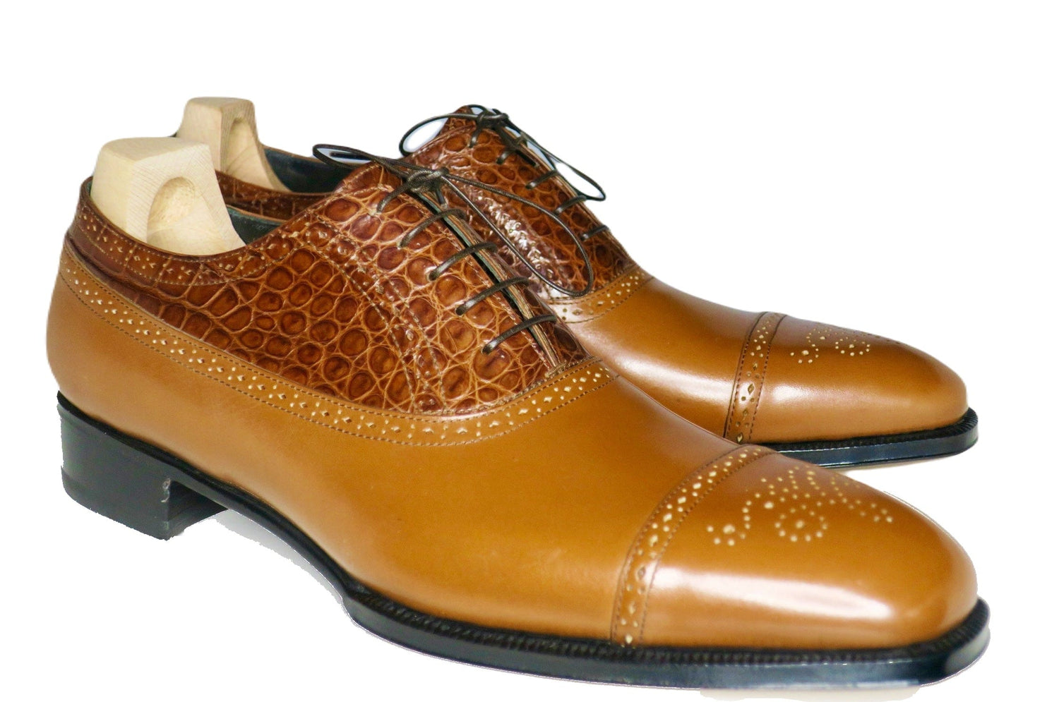 Maison Koly Le Bourget Oxfords Brown Vitello Box Calf and Alligator - maisonkoly.com 5 Shoes