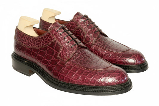 Maison Koly X Bonafe Trilogie triple sole derby Alligator Burgundy by maisonkoly.com