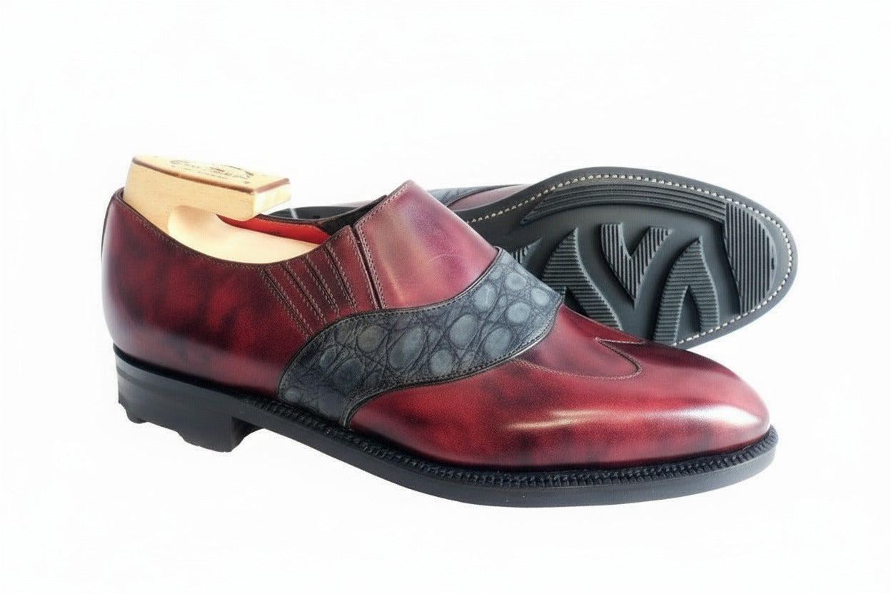 Maison Koly Balzac II Oxfords Plum Museum Alligator Suede by maisonkoly.com