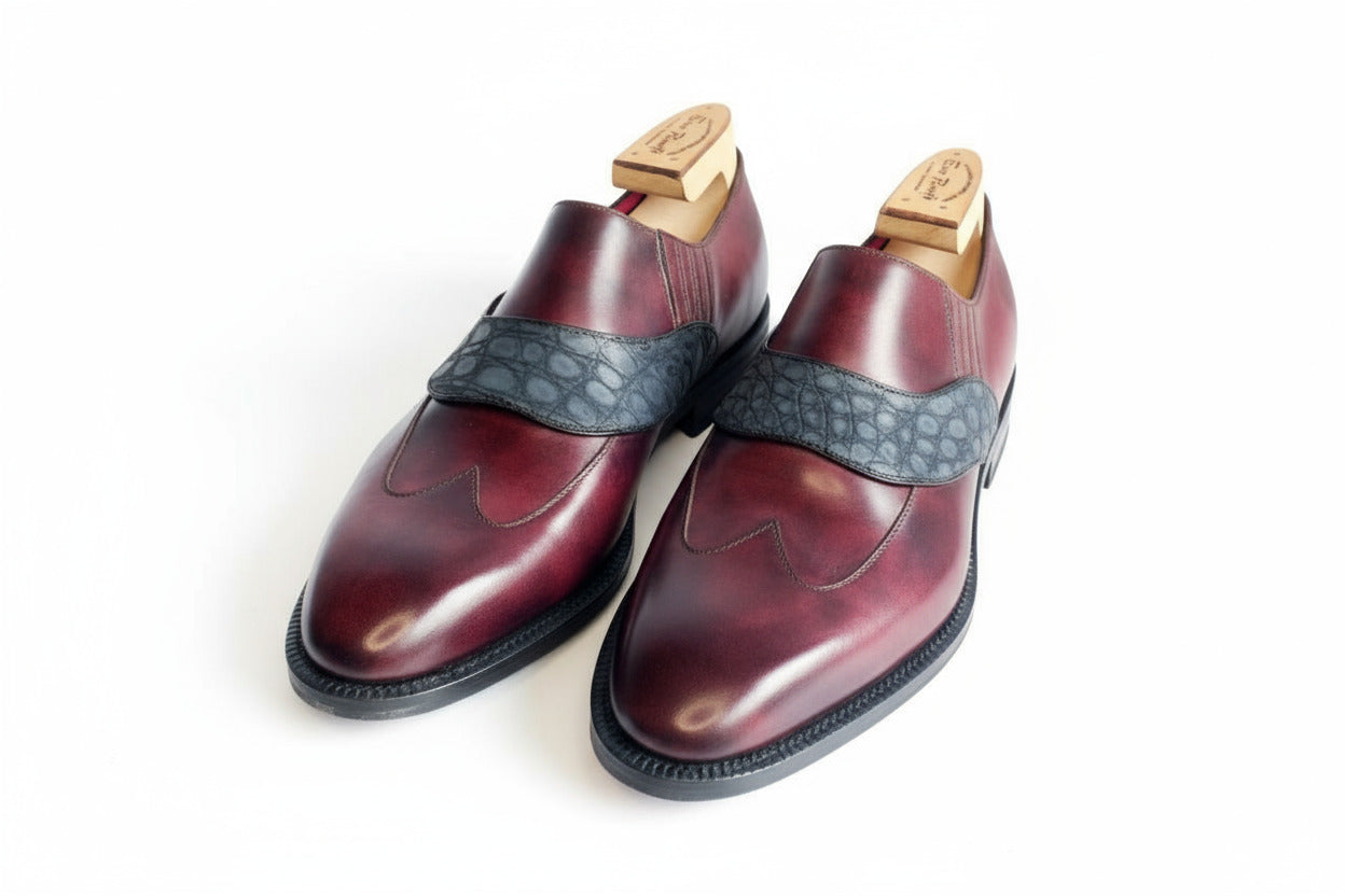 Maison Koly Balzac II Oxfords Plum Museum Alligator Suede by maisonkoly.com
