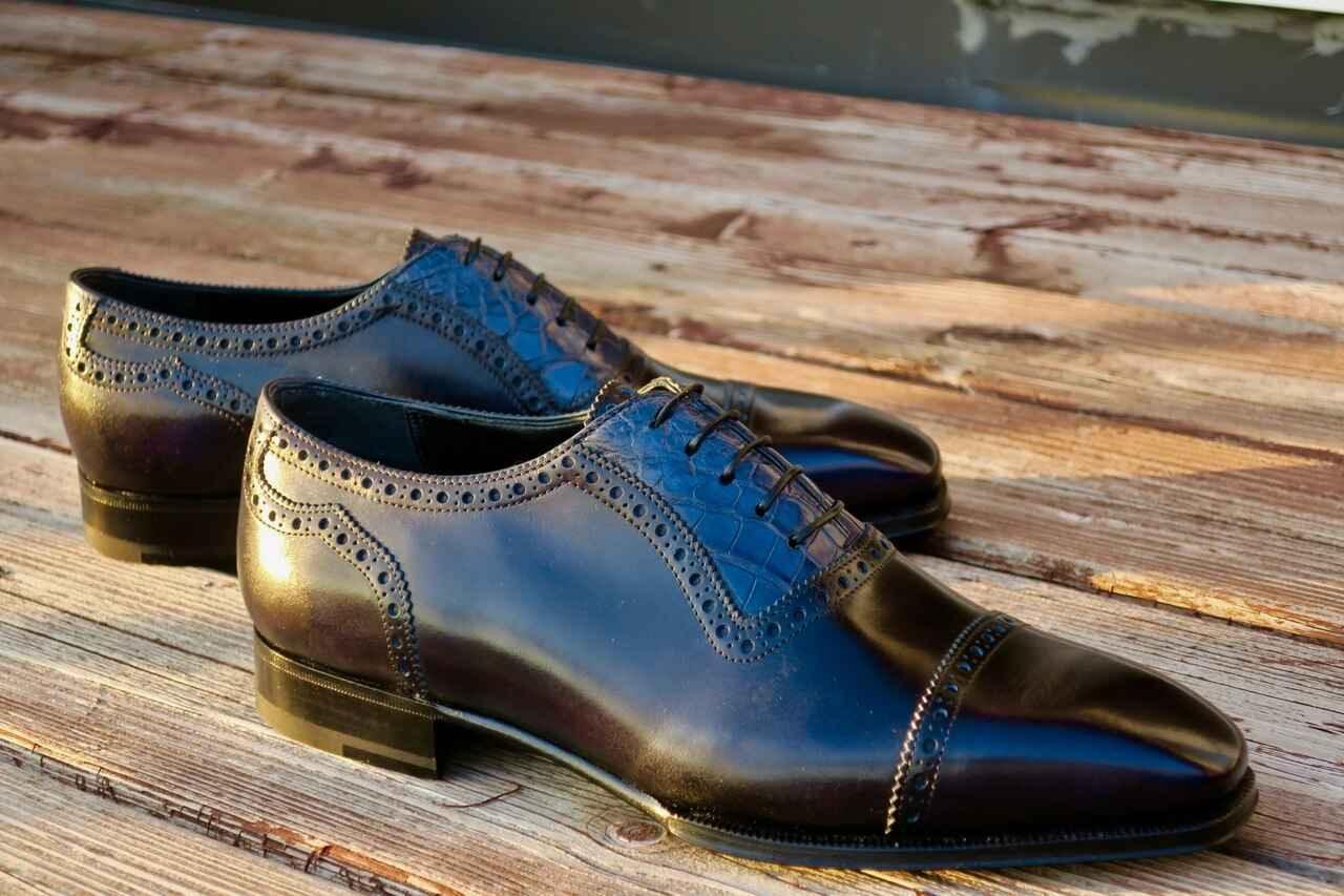 Maison Koly Croxford Adelaide Oxfords Deep Blue Museum and Alligator - maisonkoly.com Shoes