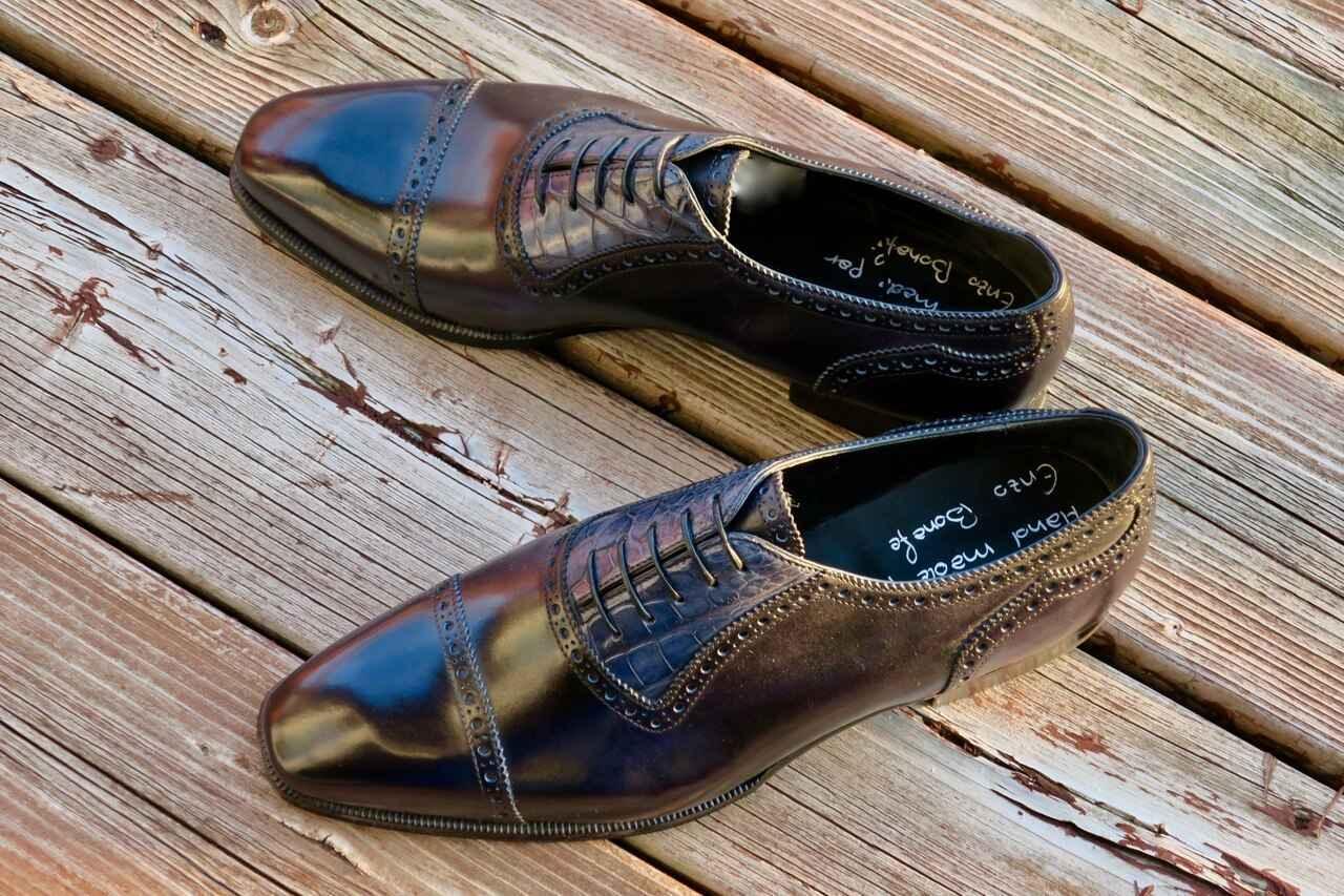 Maison Koly Croxford Adelaide Oxfords Deep Blue Museum and Alligator - maisonkoly.com Shoes