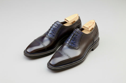 Maison Koly Croxford Norwegian Oxfords Deep Blue Museum and Alligator by maisonkoly.com