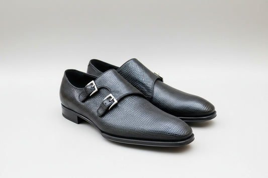 Maison Koly Enzo Bonafe Gotha Double Monkstrap Oxfords Lizard Black - maisonkoly.com Shoes