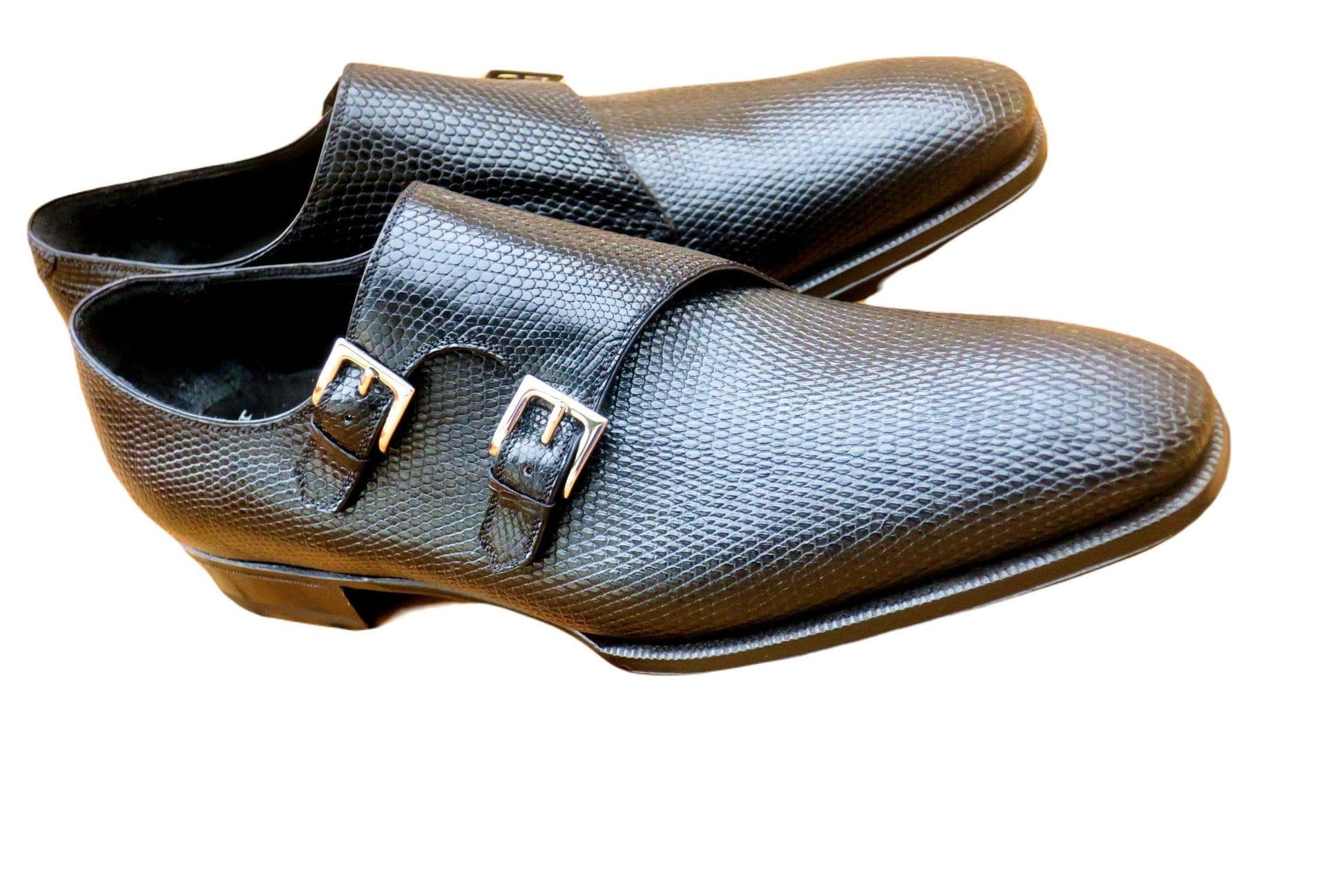 Maison Koly Enzo Bonafe Gotha Double Monkstrap Oxfords Lizard Black - maisonkoly.com Shoes