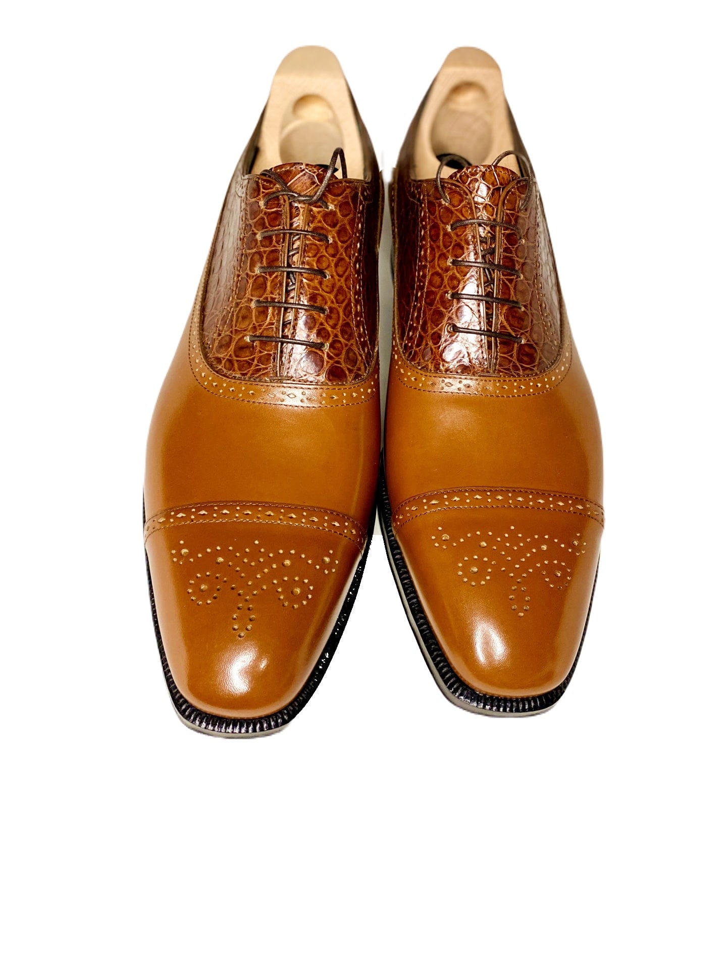 Maison Koly Le Bourget Oxfords Brown Vitello Box Calf and Alligator - maisonkoly.com Shoes