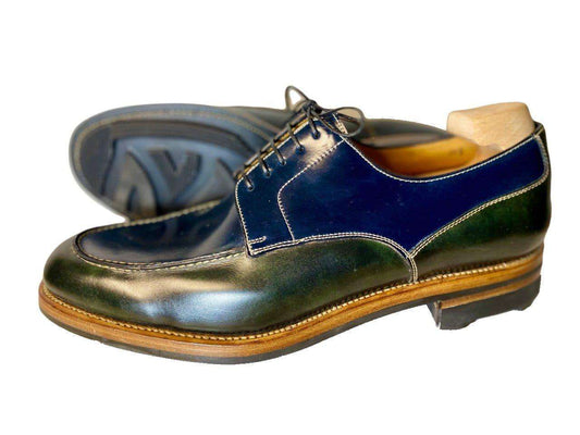 Maison Koly Riviera Derby Navy Cordovan & Ilcea green Museum - maisonkoly.com Shoes