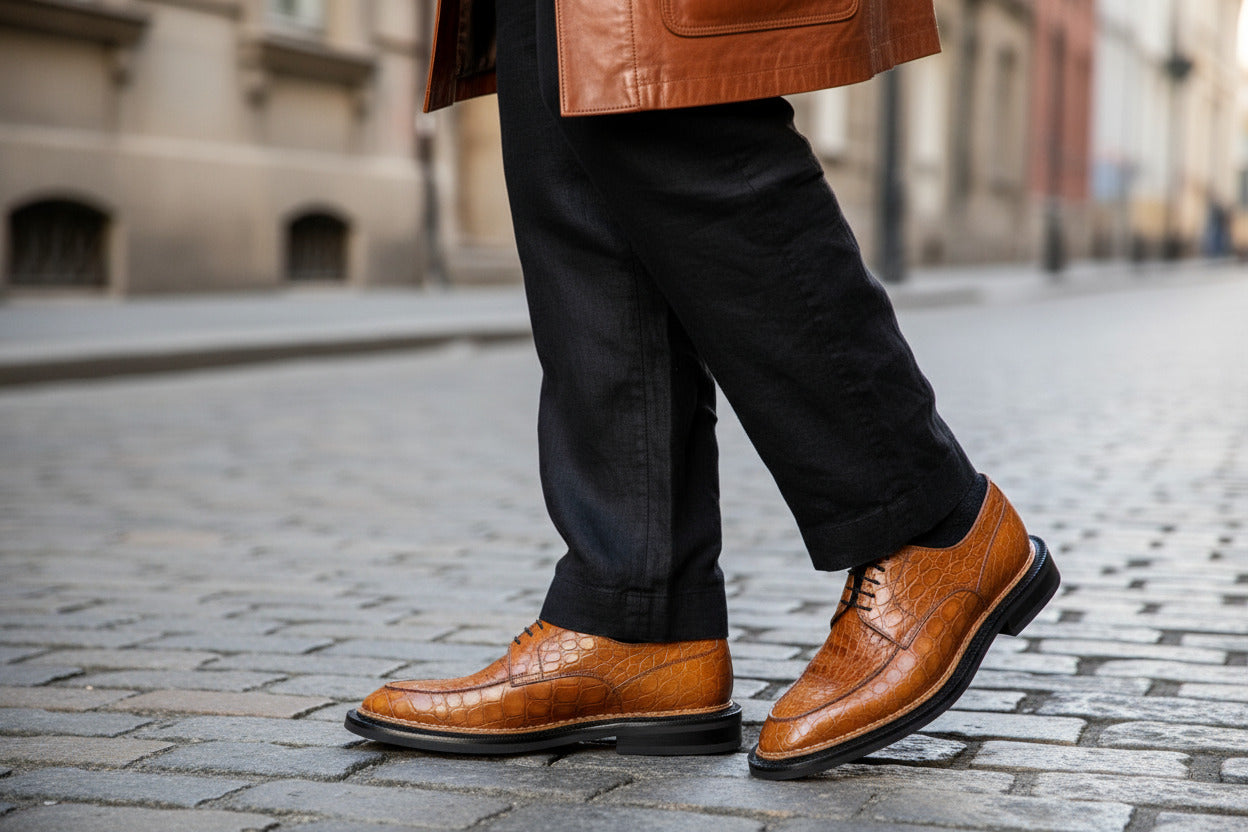 Maison Koly X Bonafe Uzes Derby Cognac Alligator by maisonkoly.com