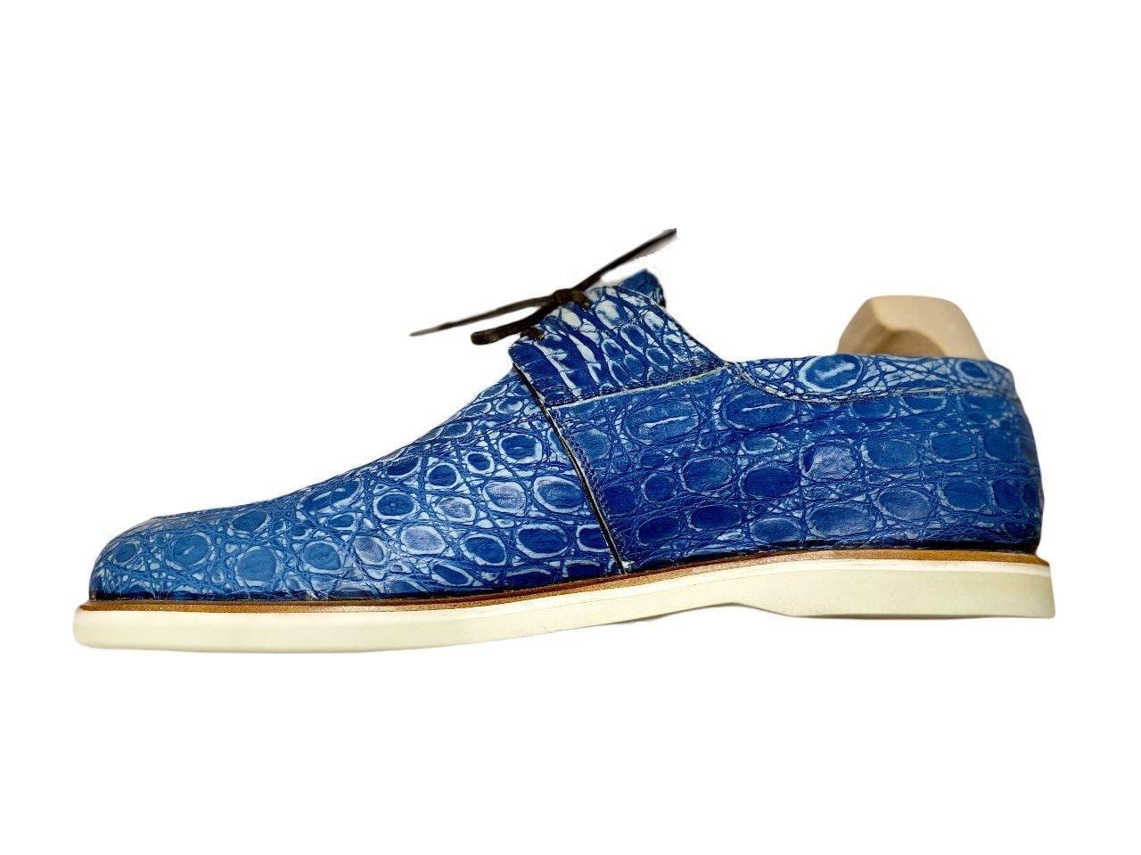 Maison Koly Zanzibar Crocodile suede Navy Boat shoes - maisonkoly.com Shoes