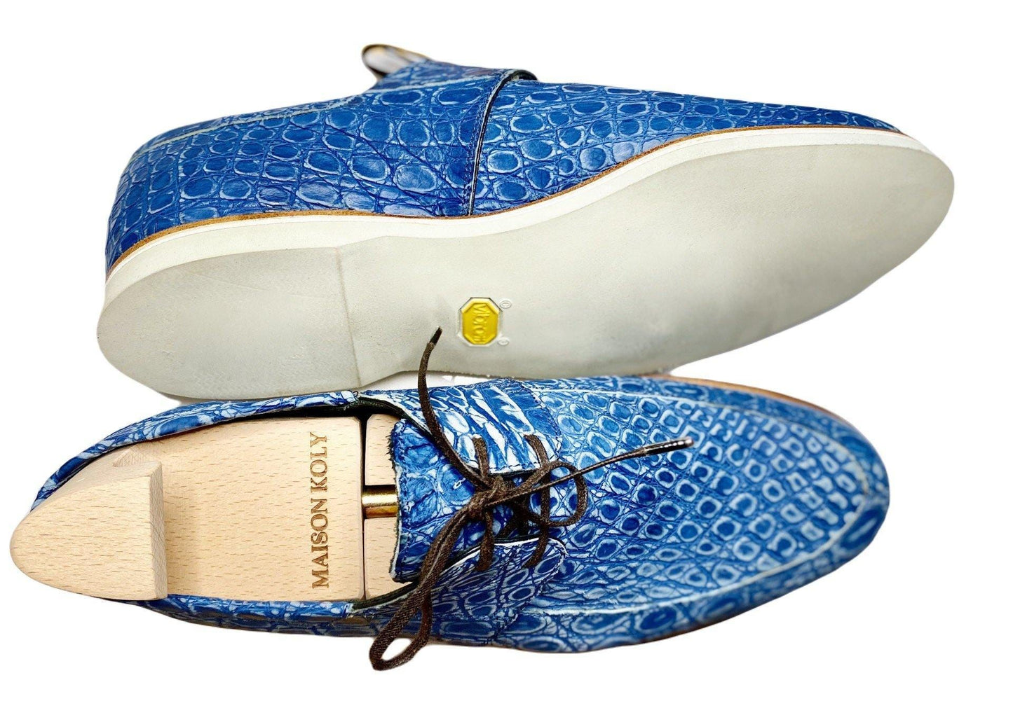 Maison Koly Zanzibar Crocodile suede Navy Boat shoes - maisonkoly.com Shoes