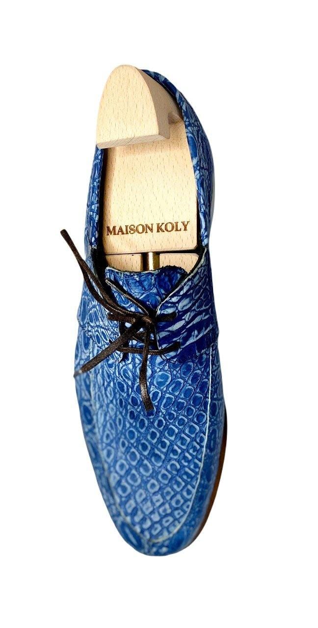 Maison Koly Zanzibar Crocodile suede Navy Boat shoes - maisonkoly.com Shoes